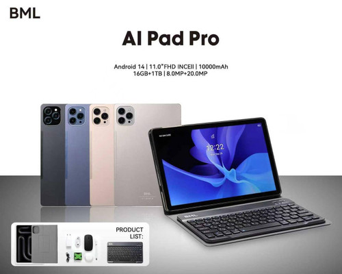 تبلت لپ تاپ شو برند bml مدل Al pad pro باصفحه نمایش ۱۱ اینچی